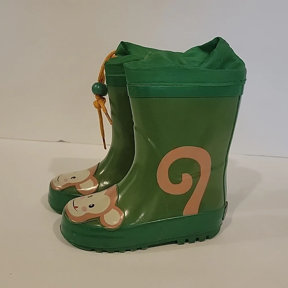 Monkey green rainboots size 5 kids infant toddler size 22 euro